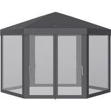 Outsunny Tuinpaviljoen partytent paviljoen tuintent feesttent 6-hoekig, 3,9x3,9m BQ-C1JN-AZQI