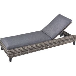 Outsunny Ligstoel voor buiten ligmeubel 5-staps verstelbaar rotan lounger tuinmeubel staal 862-029