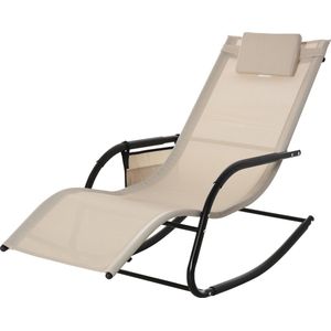 Outsunny schommelstoel swingstoel tuinstoel schommelende ligstoel metaal mesh zwart + lichtgrijs 150 x 62 x 88 cm