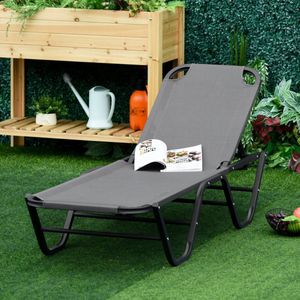 Outsunny - Ligbed - Buiten - Grijs - Oxford Stof - 5 Niveaus Verstelbaar
