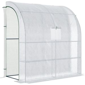 Foliengewächshaus Gewächshaus Treibhaus mit 2 Türen Pflanzenaufzucht UV-Schutz Stahl PE Weiß 200 x 100 x 213 cm