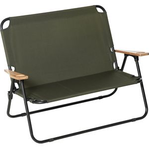 Outsunny campingstoel 2-zits opvouwbare draagbare tuinstoel regisseursstoel klapstoel met bekerhouder voor outdoor picknick wandelen max. belasting 160 kg groen 141 x 67 x 80 cm