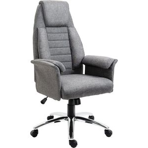 HOMCOM bureaustoel directiestoel bureaustoel bureaustoel in hoogte verstelbaar, stof + metaal, 79 x 70,5 x 116-125 cm (grijs)