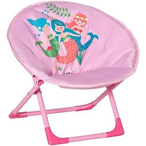 HOMCOM kindermaanstoel opvouwbaar kinderklapstoel campingstoel opvouwbaar binnen en buiten makkelijk mee te nemen voor kleine kinderen staal roze Ø50 x 49H cm