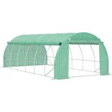 Foliengewächshaus Polytunnel 6 x 3 x 2 m begehbares Gewächshaus mit aufrollbar Abdeckungen Folientunnel Treibhaus UV-Schutz Stahlrohr Grün