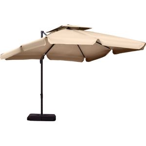 Outsunny Parasol UV50+ zweefparasol en 4 gewichten inclusief beschermhoes aluminium 84D-072