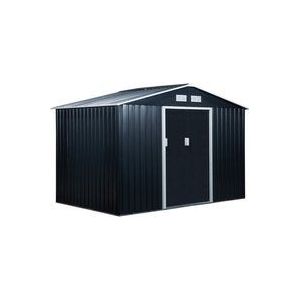 Outsunny Gereedschapsschuur met Fundering Tuinschuur Tuinschuur Metaal Houtskool Grijs 277 x 195 x 192 cm