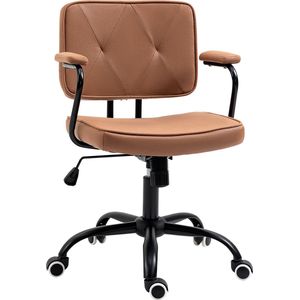 Vinsetto bureaustoel met wielen, draaistoel, bureaustoel voor kantoor, in hoogte verstelbaar met tuimelfunctie, kantelbaar bruin 61 x 58 x 82-91 cm