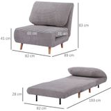 2-in-1 Schlafsofa Schlafsessel Klappmatratze Gästebett Klappbett Hellgrau