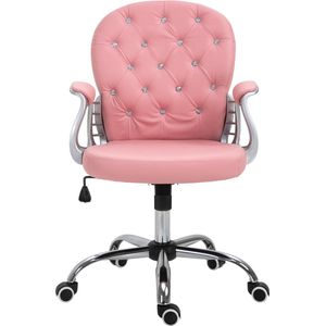 Vinsetto Ergonomische kantoorstoel directiestoel gestoffeerde rugleuning PU roze 921-169V01