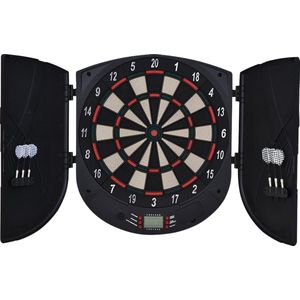 HOMCOM Elektronisch dartbord dartschijf dartset met 6 darts zwart + oranje 8 spelers A70-045