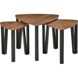 HOMCOM 3-delige salontafelset stapeltafel bijzettafel koffietafel MDF naturel32