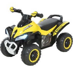 HOMCOM - Kinderauto - Geel - Met Lichtfunctie - Katoenen Zitoppervlak