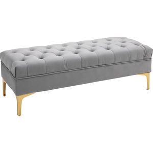 HOMCOM Zitbank bedbank schoenenbank verhoogde poten fluweel blauw 831 163V01