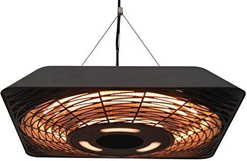 Deckenheizstrahler 800W/1200W/2000W 5 Modi Heizstrahler IP45 Elektro Heizpilz mit Fernbedienung LED-Licht Alu Glas