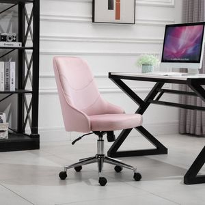 Vinsetto bureaustoel kantoorstoel computerstoel draaistoel SOHO stijl werkstoel met schommelfunctie in hoogte verstelbaar fluweel roze 57 x 61 x 86-96 cm