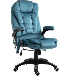 Vinsetto massagestoel directiestoel met massagefunctie, in hoogte verstelbare draaistoel, ergonomische gamingstoel, bureaustoel massage, blauw, 67 x 67 x 116–126 cm