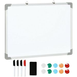 HOMCOM Magnettafel Whiteboard mit 4 Markern, 10 Magneten, (weiße Wandtafel, 1-tlg., Magnettafel), Weiß 60 x 1,8 x 45 cm