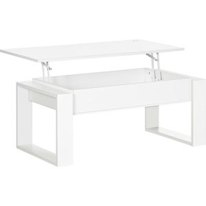 HOMCOM salontafel in hoogte verstelbare bijzettafel met verborgen opbergruimte salontafel lifttafel spaanplaat wit 105 x 79,5 x 59 cm