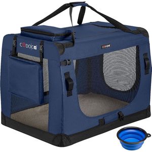 Hundetransportbox faltbar Katzentransportbox Transportbox Autobox Hundebox Box versch. Größen Farbwahl xl - Navy Blau - Cadoca