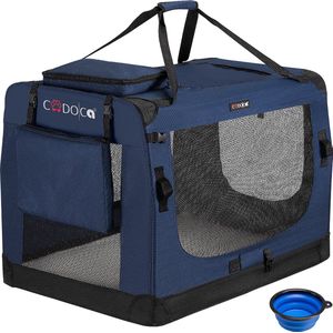 Hundetransportbox faltbar Katzentransportbox Transportbox Autobox Hundebox Box versch. Größen Farbwahl xxl - Navy Blau - Cadoca