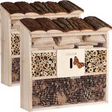 2x Insektenhotel Bug's Inn 31x31x10cm Holz wetterfest Garten Bienenhotel Insektenhaus Nistkasten zum Aufhängen - Cadoca
