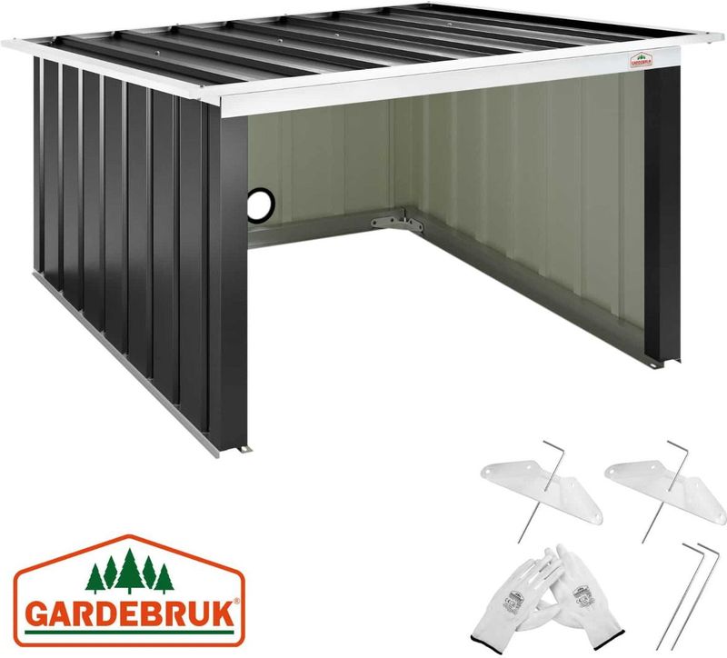 Gardebruk Robotmaaier Garage - Platdak Metaal 89x90x54cm - Antraciet