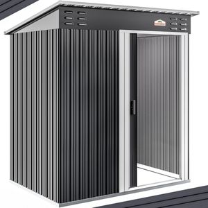 Tuinhuis Antraciet/Wit Staal 164x84x182cm Schuifdeur