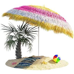 Kingsleeve Parasol Hawaii 160 cm Hoogte Verstelbaar Kantelbaar Grondpin Groot Rond Balkon Strand Multicolor