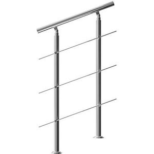 Monzana Trapleuning 80 cm - Met 3 Spijlen – Roestvrijstaal