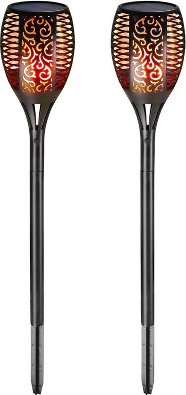 Monzana Tuinfakkels LED – 2 Stuks Solar - Weerbestendig IP44 - Zwart