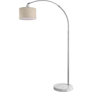 Booglamp – Stoffen - Kap – Marmeren - Voet - 150-175 cm – E27- Beige