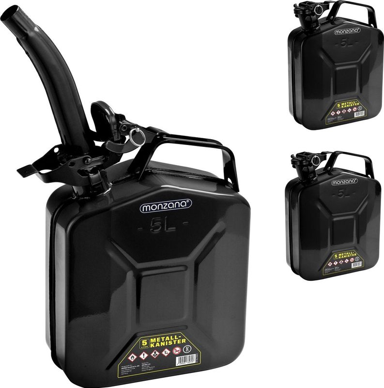 Monzana - Jerrycan - Zwart - Set van 3 - 5 Liter - Met Schenktuit