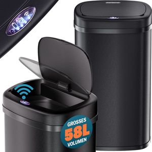 Monzana Vuilnisbak - Bewegingssensor 58L USB - Zwart