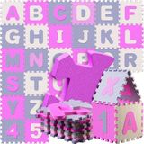Spielwerk XXL Puzzelmat - Schuim 86 Delen Cijfers Letters - Roze
