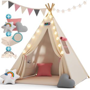 Spielwerk Speeltent Voor Kinderen – LED 3 Kussens - 130x130x160cm Roze