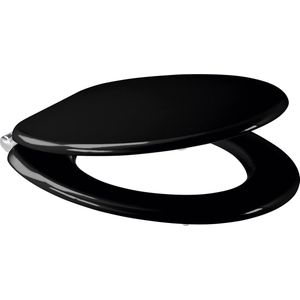 Wc-bril Toiletbril Sluitingsmechanisme MDF Metalen Scharnieren RVS Houten Toiletzitting Zwart