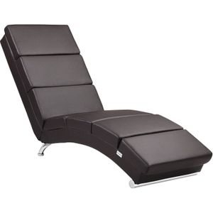 Casaria Relaxfauteuil London - Ligstoel Lounge Verchroomd - Bruin Kunstleer