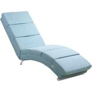 Casaria Relaxfauteuil London - Ligstoel Lounge Verchroomd - Licht Blauw