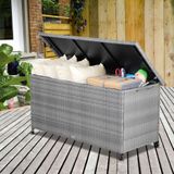 Polyrattan Auflagenbox Grau 117x53x60cm mit Rollen