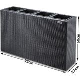 Polyrattan Blumentopf Grau 83x30,5x60cm