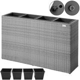 DEUBA - 4-Pots-Plantpot - Polyrattan - Handgeweven - Binnen en Buiten Gebruik
