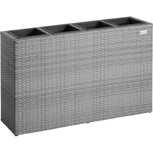 Polyrattan Bloembak 4 delig - Grijs - 95 x 27 x 60 cm