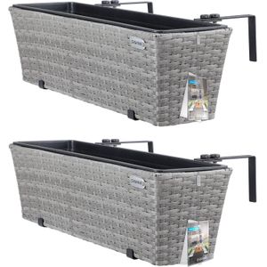 Casaria Polyrattan Bloembak – 2 Stuks Incl. Ophangbeugels - Grijs