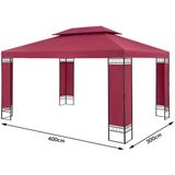 Casaria Paviljoen Elda 3x4m - UV-bescherming 50+/Zijpanelen - Rood