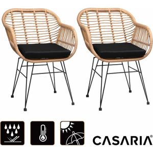 Casaria Kuipstoel Bali met kussen - 2 stuks - polyrotan - tuinstoel