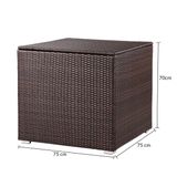 Casaria Polyrattan Kussenbox - 318 L met Deksel - 75x75x70cm Bruin