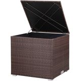 Casaria Polyrattan Kussenbox - 318 L met Deksel - 75x75x70cm Bruin