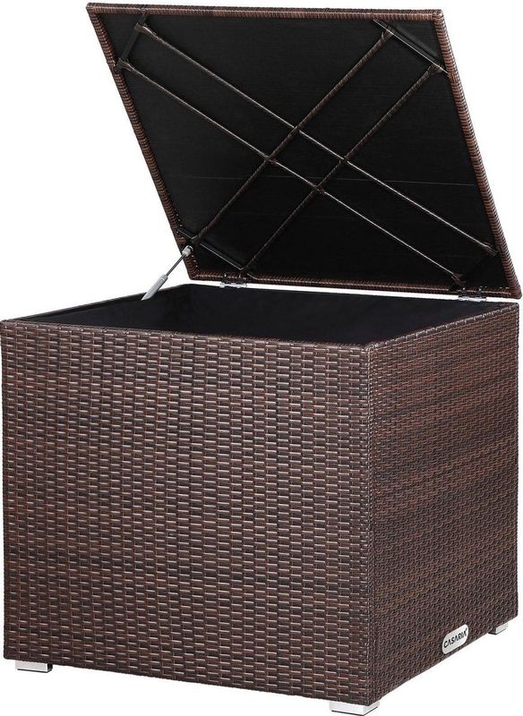 Casaria Polyrattan Kussenbox - 318 L met Deksel - 75x75x70cm Bruin