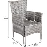 Polyrattan Gartenstuhl 2er-Set Grau/Anthrazit stapelbar